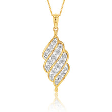 Load image into Gallery viewer, 9ct Yellow Gold Diamond Pendant with 18 Brilliant Diamonds on 45cm Chain