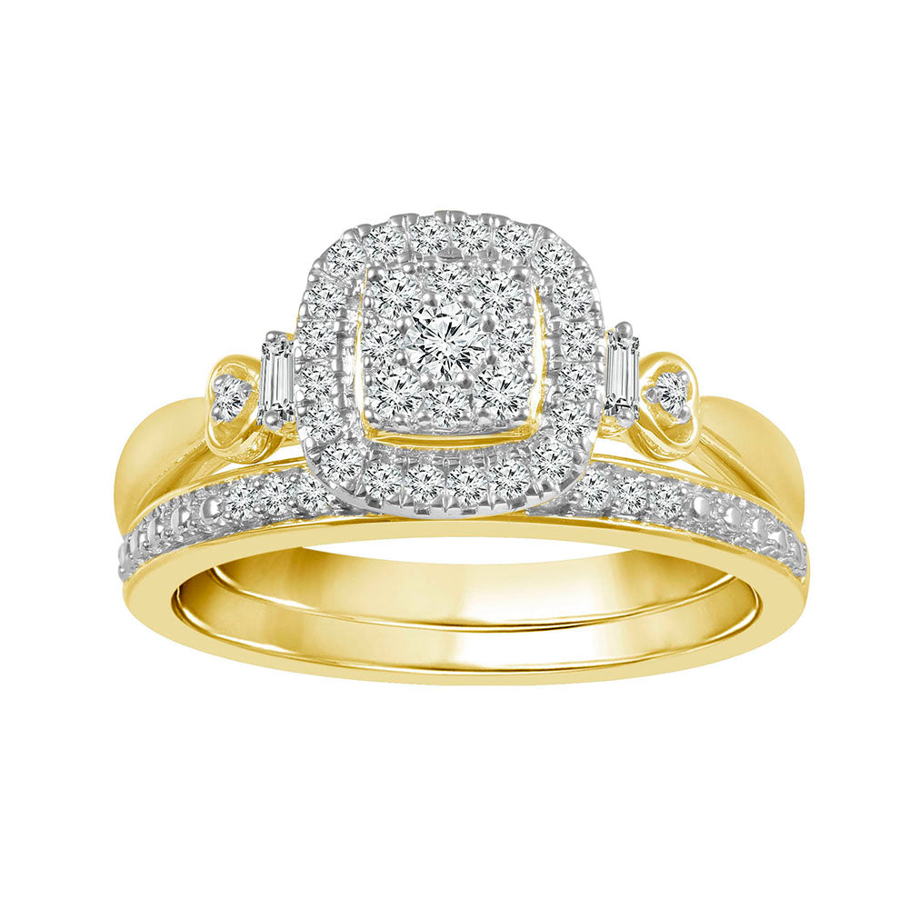 9ct Yellow Gold 1/3 Carat Diamond Bridal 2-Ring Set