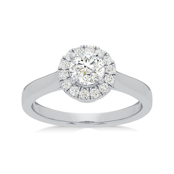 Luminesce Lab Grown 18ct White Gold 1 Carat Diamond Halo Ring