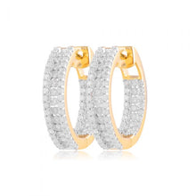 Load image into Gallery viewer, 9ct Yellow Gold 1 Carat Diamond Hoop Earrings