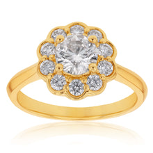 Load image into Gallery viewer, 18ct Yellow Gold 1.40 Carat Diamond Flower Ring