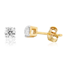 Load image into Gallery viewer, 9ct Yellow Gold 1/2 Carat Solitaire Diamond Stud