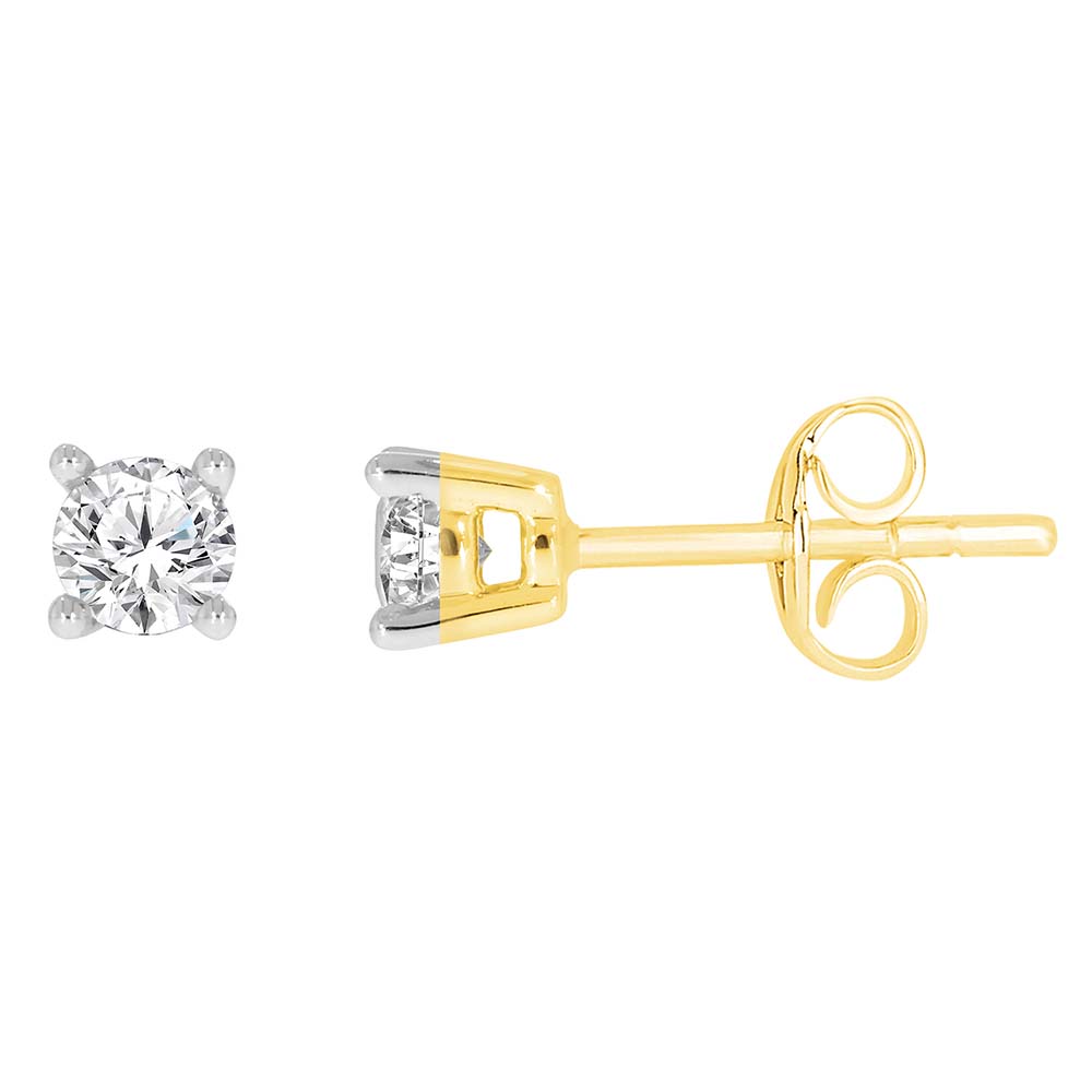 9ct Yellow Gold 1/3 Carat Diamond Stud Earrings