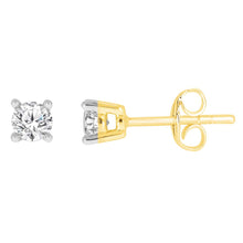 Load image into Gallery viewer, 9ct Yellow Gold 1/3 Carat Diamond Stud Earrings