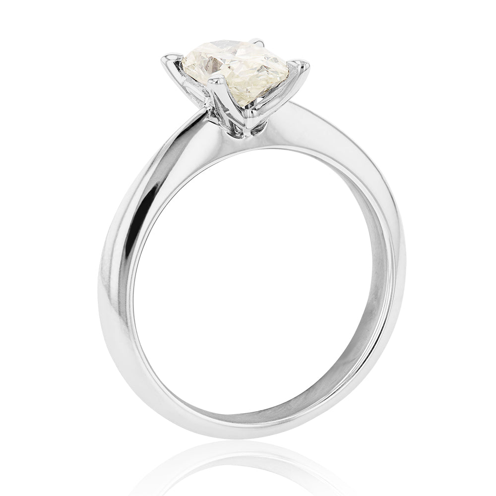 18ct White Gold Diamond Ring With 1 Carat Oval Diamond