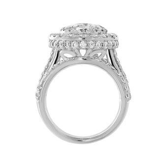 14ct White Gold 4 Carat Diamond Oval Shaped Cluster Ring