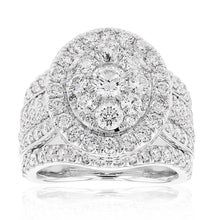 Load image into Gallery viewer, 14ct White Gold 4 Carat Diamond Oval Shaped Cluster Ring