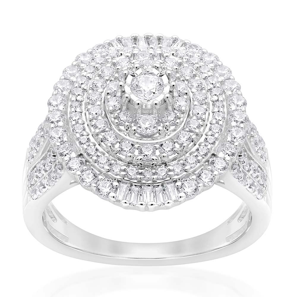 9ct White Gold 2 Carat Diamond Halo Ring