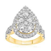 Load image into Gallery viewer, 9ct Yellow Gold 2 Carat Diamond Pear Shaped Ring