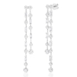 18ct White Gold Drop Diamond Earings with Round and Baguette Diamonds