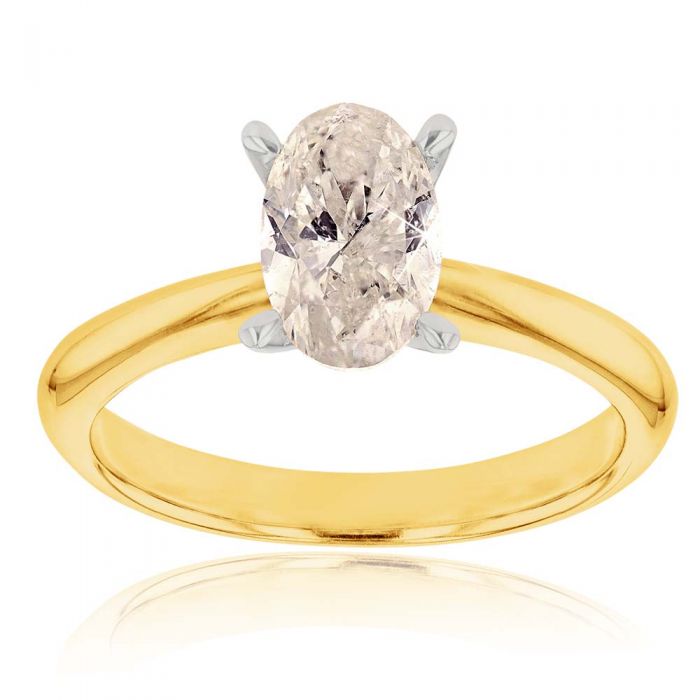 18ct Yellow Gold Diamond Ring With 1 Carat Oval Champagne Australian Diamond