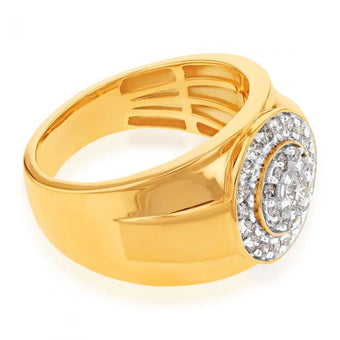 9ct Yellow Gold 1 Carat Diamond Gents Ring