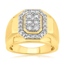 Load image into Gallery viewer, 9ct Yellow Gold 1 Carat Diamond Gents Ring