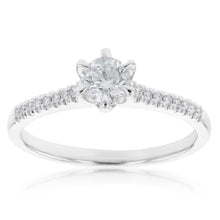 Load image into Gallery viewer, 18ct White Gold 0.60 Carat Solitaire with 1/2 Carat Certified Centre Diamond