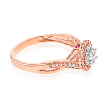 Load image into Gallery viewer, 10ct Rose Gold 15PT Diamond Ring with Natural Enhanced Pink Sapphire Accent