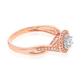 10ct Rose Gold 15PT Diamond Ring with Natural Enhanced Pink Sapphire Accent
