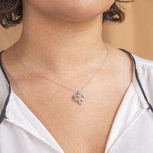 Load image into Gallery viewer, Sterling Silver Diamond Heart with Treble Cleff Pendant with Chain