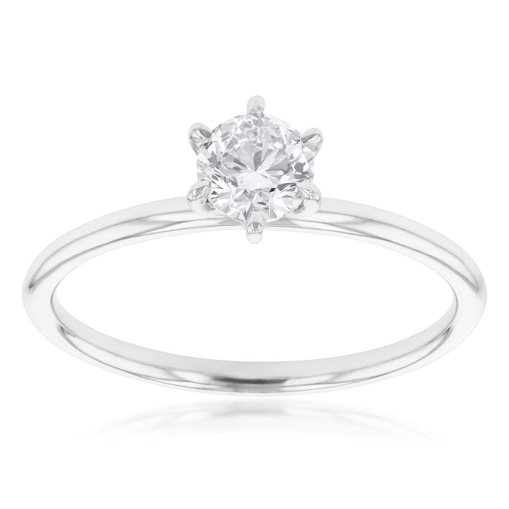 18ct White Gold Solitaire Ring with 0.50 Carat GI SI Certified Diamond