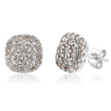 Load image into Gallery viewer, 9ct Yellow Gold 1 Carat Diamond Cluster Stud Earrings with 50 Brilliant Cut Diamonds