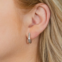 Load image into Gallery viewer, Sterling Silver 1/4 Carat Diamond Hoop Earrings