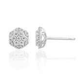 9ct White Gold Flower Shape Cluster Diamond Stud Earrings