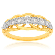 Load image into Gallery viewer, 9ct Yellow Gold Diamond Ring with 9 Brilliant Diamonds