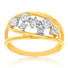 Load image into Gallery viewer, 9ct Yellow Gold Diamond Ring with 8 Brilliant Diamonds