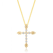 Load image into Gallery viewer, 9ct Yellow Gold Diamond Cross with 23 Diamonds Chain Included