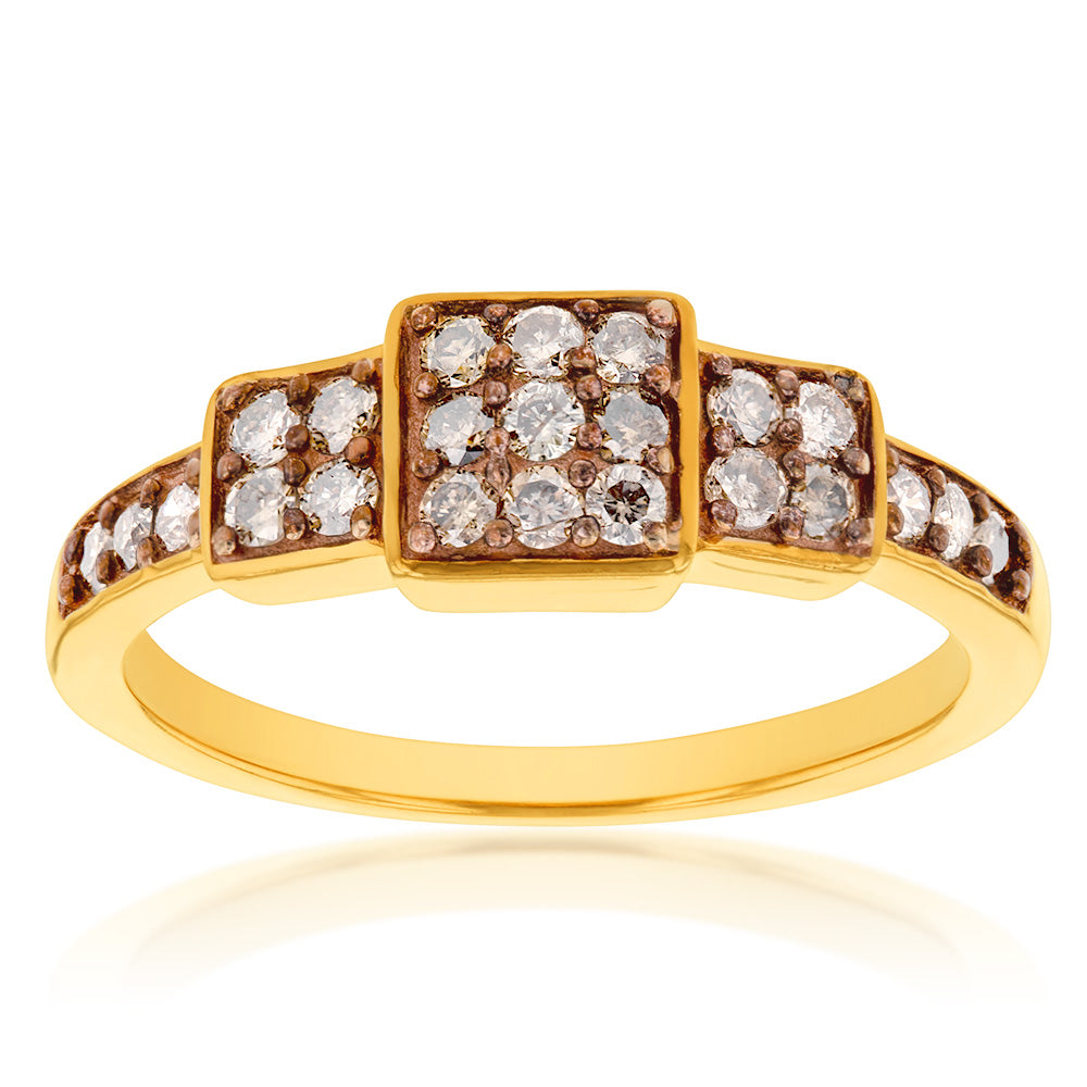 1/2 Carat Diamond Dress Ring In Gold Plated Sterling Silver