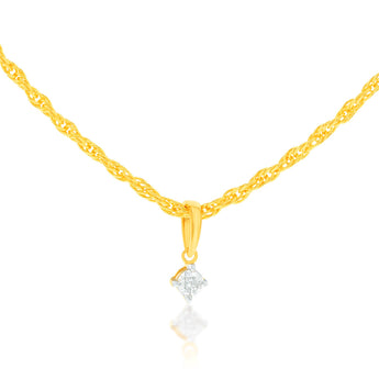 14ct Gold Plated Sterling Silver 1/10 Carat Diamond Pendant on Adjustable 60cm Chain