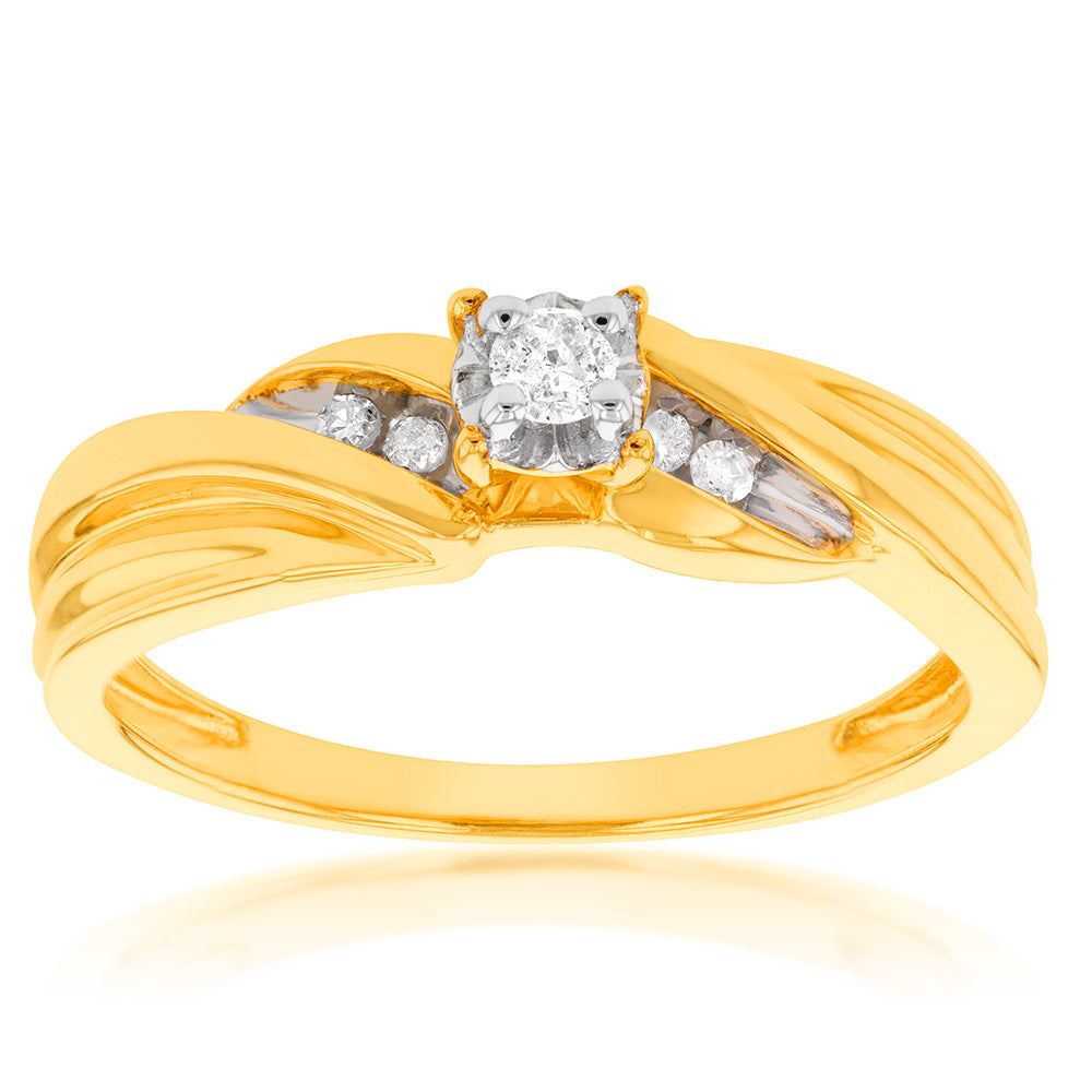 14ct Gold Plated Sterling Silver1/10 Carat Diamond Ring