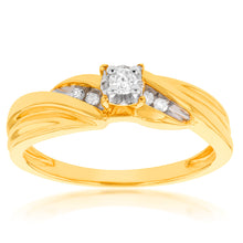 Load image into Gallery viewer, 14ct Gold Plated Sterling Silver1/10 Carat Diamond Ring