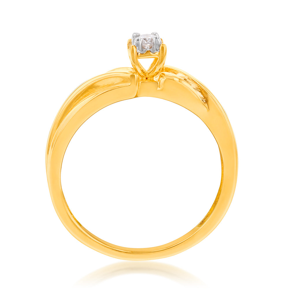 14ct Gold Plated Sterling Silver1/10 Carat Diamond Ring