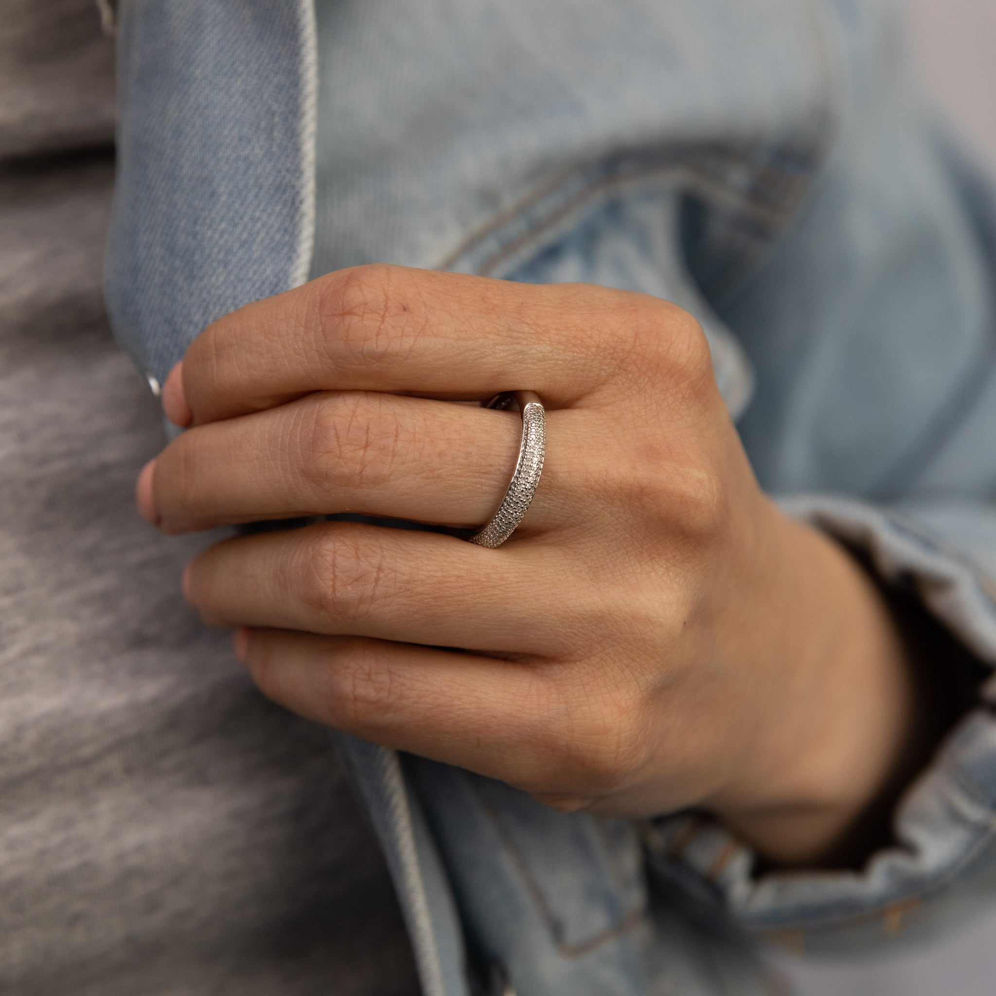 Sterling silver shop pave ring