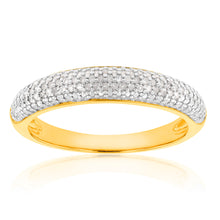 Load image into Gallery viewer, 14ct Gold Plated  Sterling Silver Pave Diamond Ring