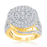 9ct Yellow Gold 3 Carat Diamond Round Cluster Ring with Brilliant Diamonds
