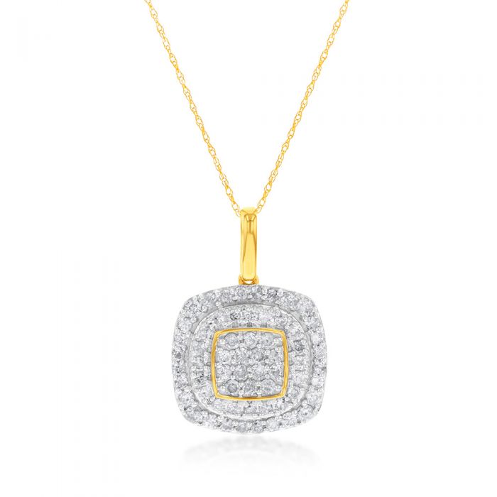 9ct Yellow Gold 1 Carat Diamond Pendant on 45cm Chain