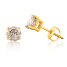 Load image into Gallery viewer, 14ct Yellow Gold 1.2 Carat Champagne Australian Diamond Studs with Screwback