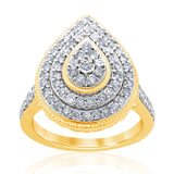 9ct Yellow Gold 1 Carat Diamond Pear Cluster Ring