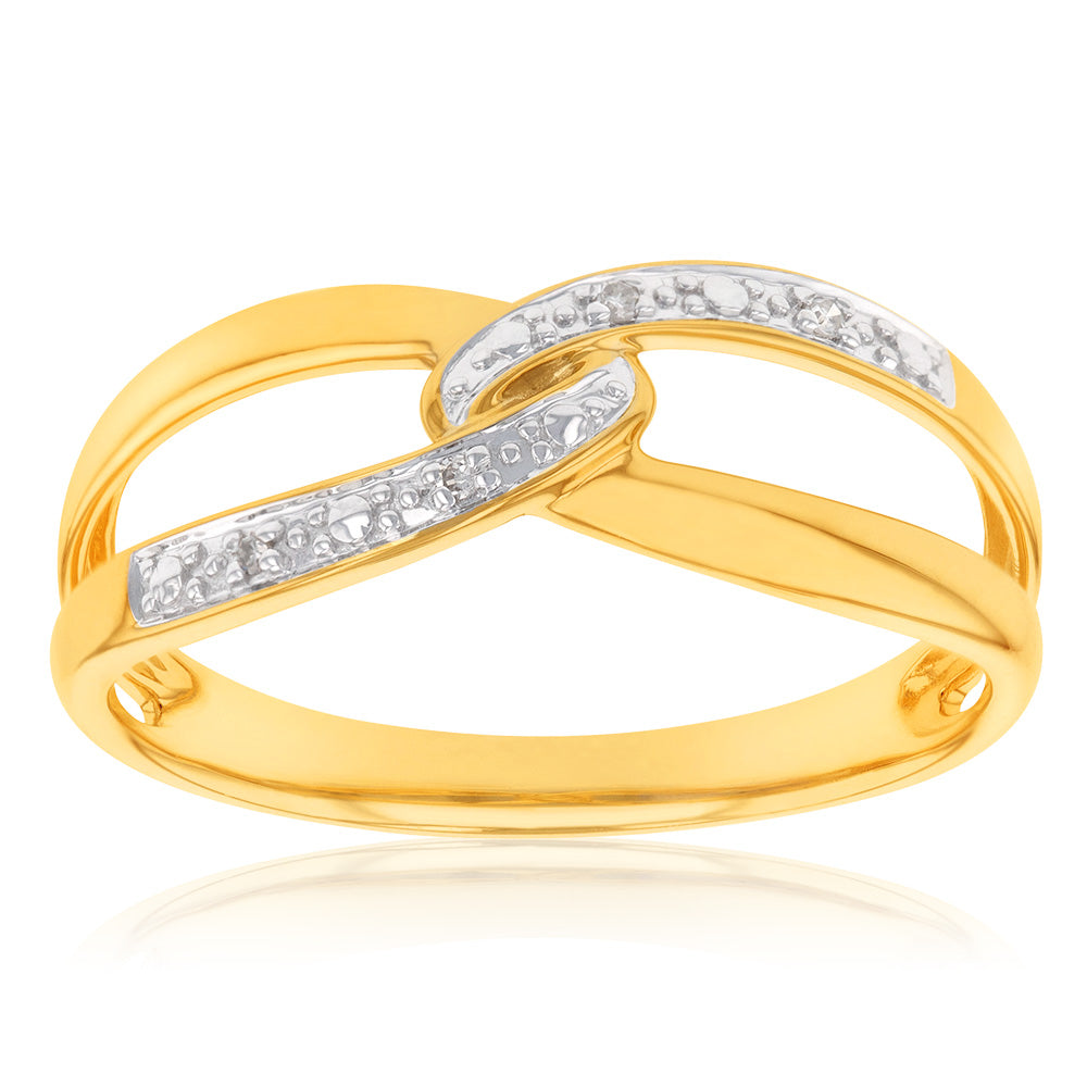 9ct Yellow Gold Diamond Ring with 4 Brilliant Diamonds