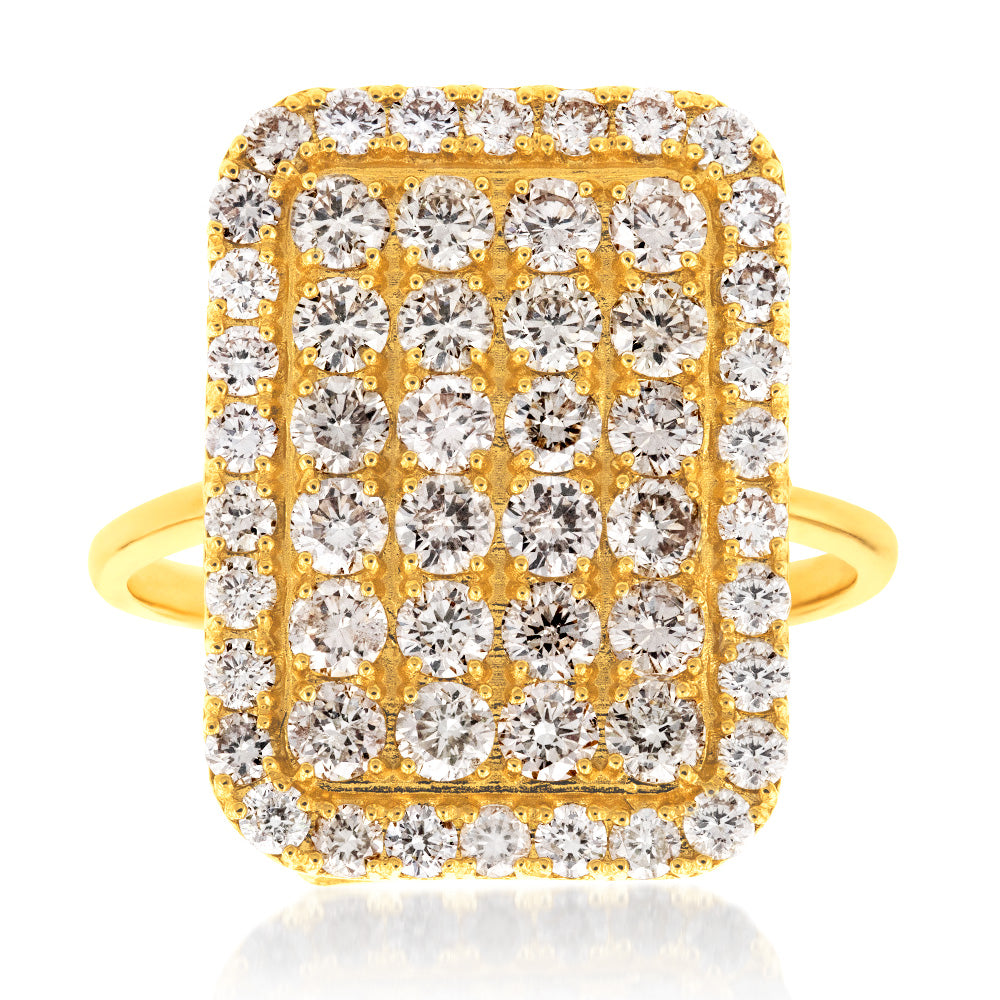 18ct Yellow Gold 2 Carat Diamond Rectangle Shape Cluster Ring – Grahams ...