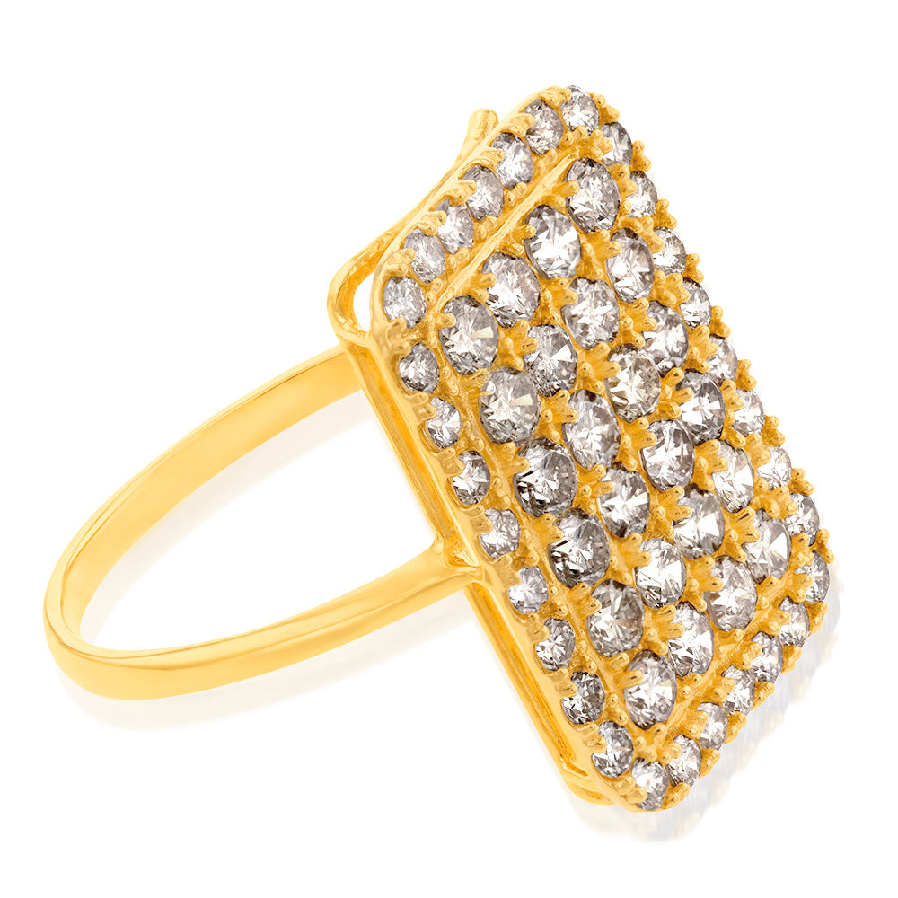 18ct Yellow Gold 2 Carat Diamond Rectangle Shape Cluster Ring – Grahams ...