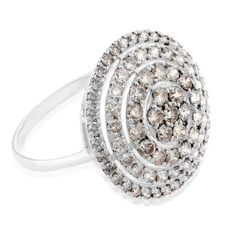 18ct White Gold 2 Carat Diamond Round Shape Cluster Ring