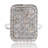 18ct White Gold 2 Carat Diamond Rectangle Shape Cluster Ring