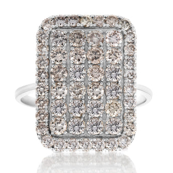 18ct White Gold 2 Carat Diamond Rectangle Shape Cluster Ring