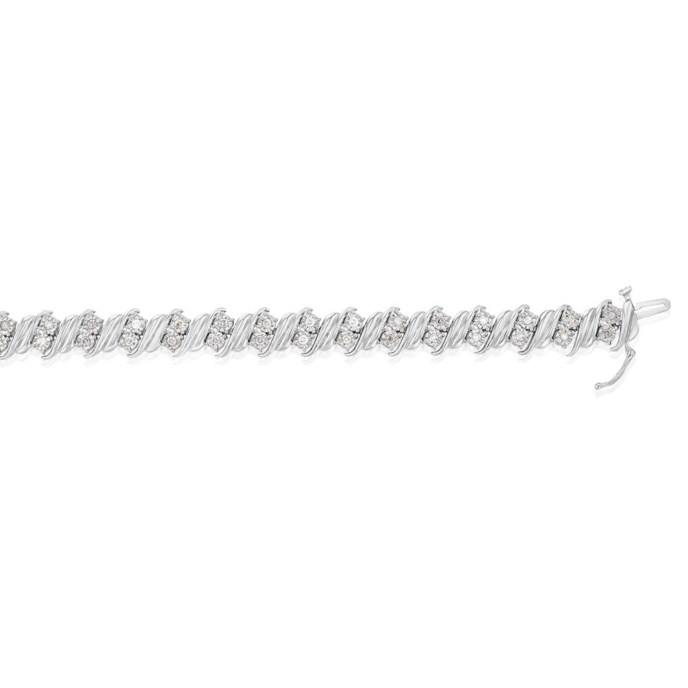 Sterling Silver 1 Carat Diamond 20cm Bracelet