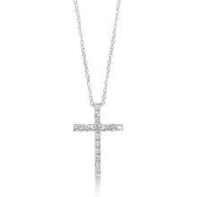 Load image into Gallery viewer, Silver 1/2 Carat Diamond Cross Pendant on 46cm Chain
