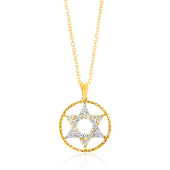 14ct Yellow Gold DiamondStar of David Pendant With 72 Diamonds