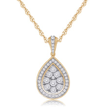 Load image into Gallery viewer, 9ct Yellow Gold 1/5 Carat Diamond Pear Cluster Pendant
