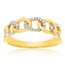 Load image into Gallery viewer, 9ct Yellow Gold Diamond Chain Ring